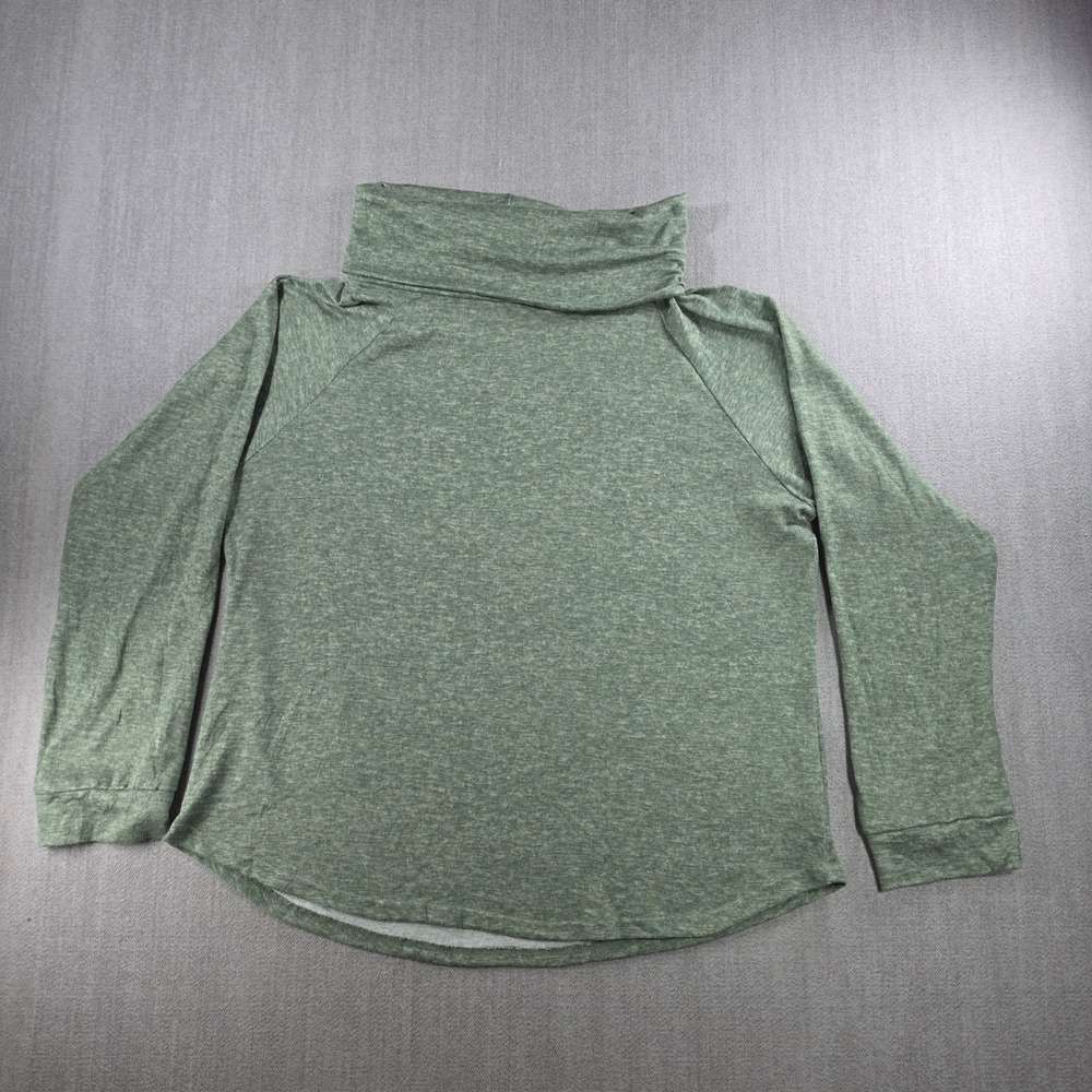 Nicole Miller Pullover Women XXL Green Cowl Neck Raglan Heathered Knit Top